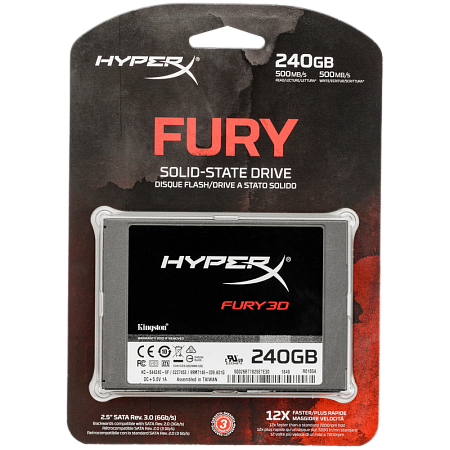 2.5" SATA SSD  240GB  Kingston HyperX  Fury 3D "KC-S44240-6F" [R/W:500/500MB/s, 3D NAND TLC]