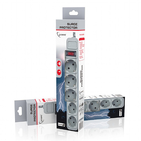 Surge  Protector Gembird SPG3-B-15C, 5 Sockets, 4.5m, up to 250V AC, 16 A, Grey