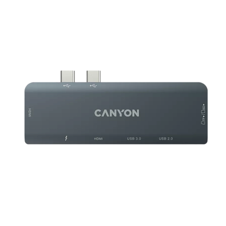 Docking Station Canyon DS-5B for MacBook, 7-in-1, USB3.0, USB-C, USB2.0, 2xHDMI, SD, MicroSD, PD 100