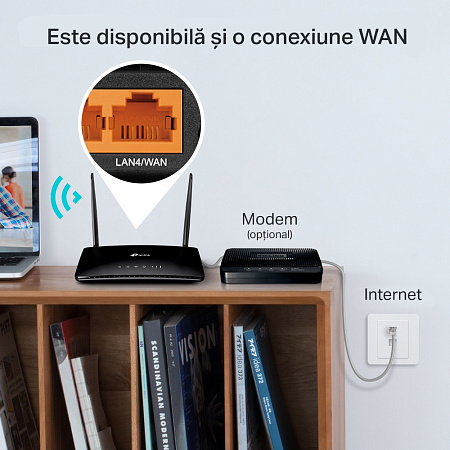 4G LTE Wi-Fi AC Dual Band Router TP-LINK, "Archer MR400", 1167Mbps, 2x Detachable Antennas