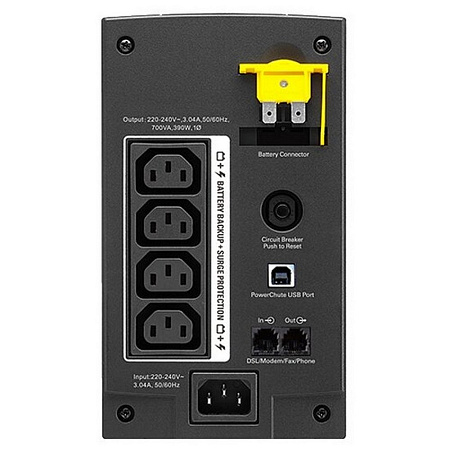 APC Back-UPS BX700UI 700VA/390W, 230V, AVR, USB, RJ-11, 4*IEC Sockets