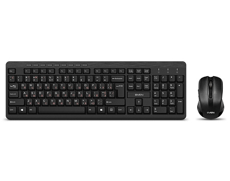 Wireless Keyboard & Mouse SVEN KB-C3400W, Multimedia, Splash proof, 1600 dpi, 6 buttons, Ambidextrou