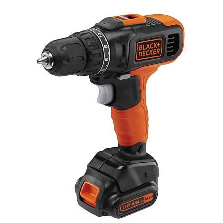 Drill/Driver Black+Decker (BCD7122CK-RU) 10.8V Li-Ion 2x1.5 Ah + Kitbox, 2 Speed 0-1400 rpm, LED, 26