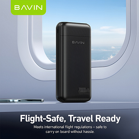 BAVIN Power Bank 20000mAh, Quick Charging, Dual USB Output, Black