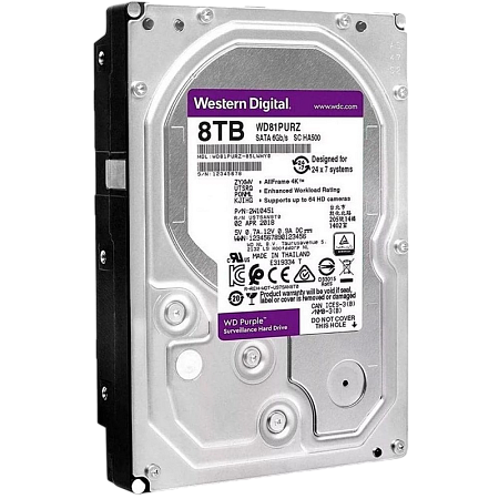 3.5" HDD  8.0TB-SATA-256MB Western Digital  "Purple Surveillance (WD81PURZ)"