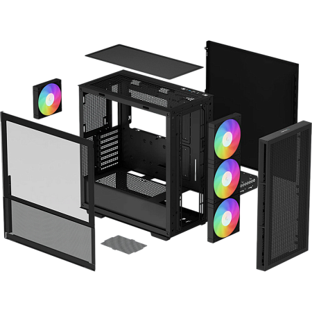 Case ATX Deepcool CH560, w/o PSU, 3x140mm & 1x120mm ARGB, USB-C, USB3.0, Front Mesh, Hybrid Side pan