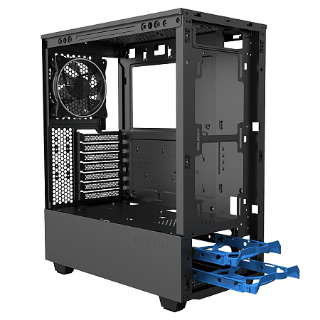 Case ATX GAMEMAX Panda, w/o PSU, 0.8/0.6mm, 1x120mm ARGB fan, 3xARGB LED strip, PWM/Rainbow HUB, Tem