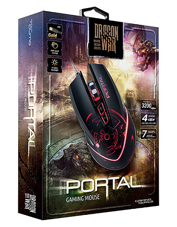 Gaming Mouse Qumo Portal, Optical,1200-3200 dpi, 6 buttons, Soft Touch, 4 color backlight, USB 