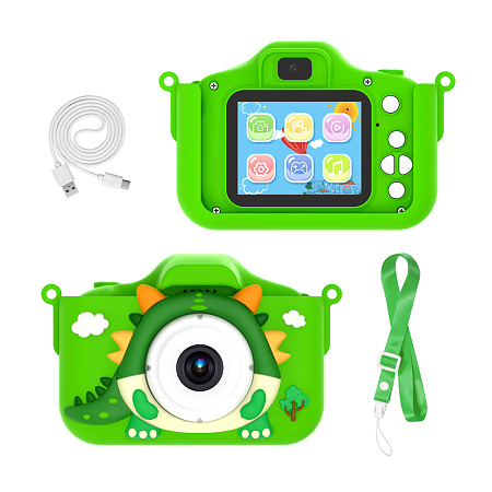 Digital Kids Camera Crocodile with microSD, Green