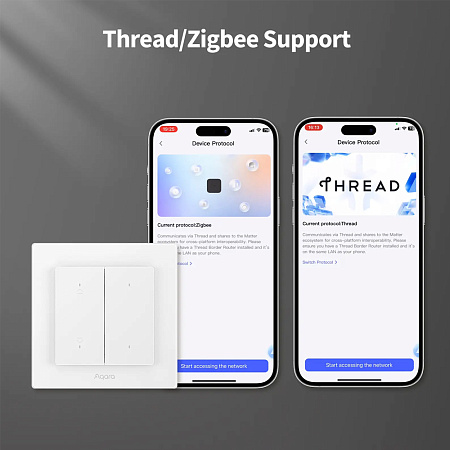 Aqara Zigbee/ Thread Light Switch H2 EU ( 4 Buttons, 2 Channels), White