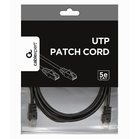  3m, Patch Cord  Black, PP12-3M/BK, Cat.5E, Cablexpert, molded strain relief 50u" plugs