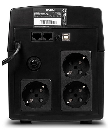 UPS SVEN Pro 1000, 1000VA/720W, Line Interactive, AVR, LED, USB, RJ-45, 3xShuko Sockets
