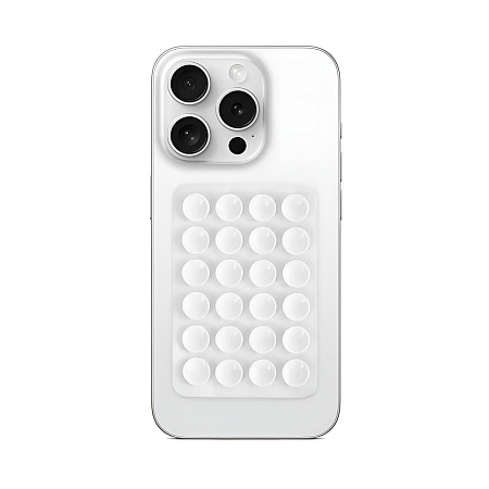 WOO Silicone Suction Cup Phone Mount Pad, 3M Adhesive, 24-Piece Backing, Transparent