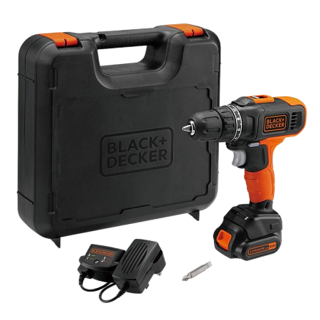 Drill/Driver Black+Decker (BCD7122CK-RU) 10.8V Li-Ion 2x1.5 Ah + Kitbox, 2 Speed 0-1400 rpm, LED, 26
