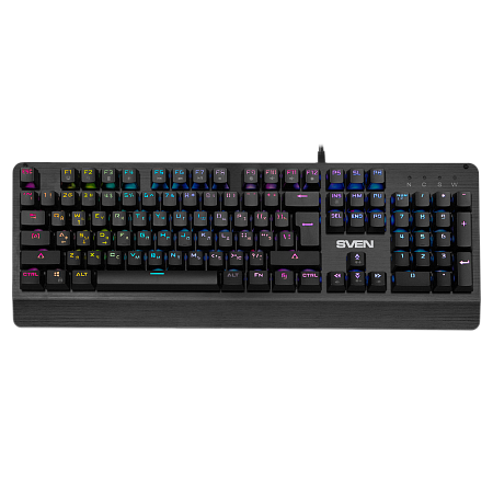 Gaming Keyboard SVEN KB-G9700, Mechanical, Red SW, Metal plate, Anti-Ghosting, RGB, 1.8m, USB, EN/RU Gaming Keyboard SVEN KB-G9700, Mechanical, Red SW, Metal plate, Anti-Ghosting, RGB, 1.8m, USB, EN/RU