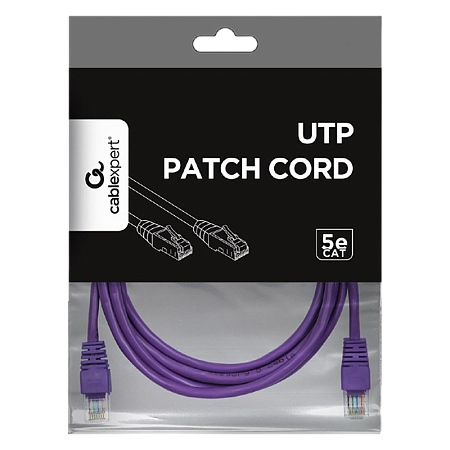  2m, Patch Cord  Purple, PP12-2M/V, Cat.5E, Cablexpert, molded strain relief 50u" plugs