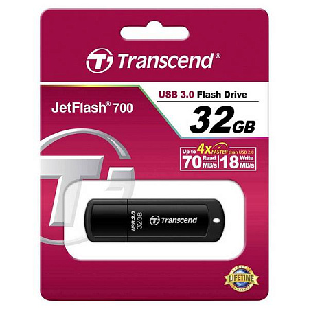 USB Flash накопитель Transcend JetFlash 700, 32Гб, Чёрный