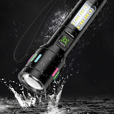 KAKU KSC-1578 Multi-function Telescopic Zoom LED Flashlight, Black