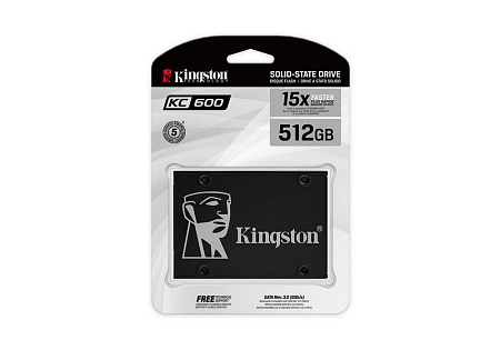 2.5" SATA SSD  512GB  Kingston KC600 [R/W:550/520MB/s, 90K/80K IOPS, SM2259, 3D NAND TLC]