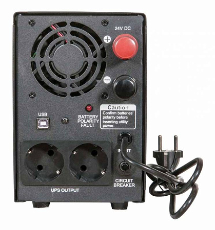 UPS PowerCom INF-1500 1500VA/1050W,24Vdc,15A max charge curr.,External Battery Only,2*Schuko Sockets