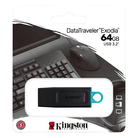 USB Flash накопитель Kingston DataTraveler Exodia, 64Гб, Черный/Синий