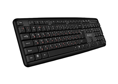 Keyboard SVEN KB-S230, Standard layout, Splash proof, 2m, USB, EN/RU, Black