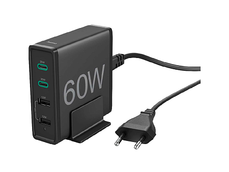 Hama 210561 60 Watt Charging Station, 4- Way (2x PD/QC USB-C, 2x USB-A), black,usb ,micro ,iphone, 3.5, tupe-c, тюльпаны