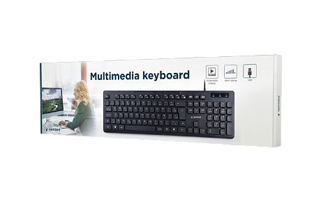 Keyboard Gembird KB-MCH-04, Slimline, Silent, 12 FN keys, Chocolate type, 1.4m, USB, EN/RU, Black