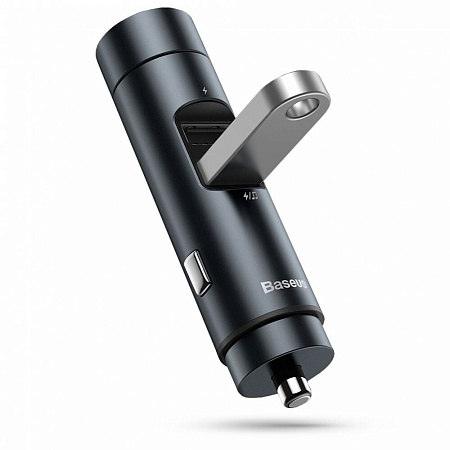 Baseus FM Modulator BT V5.0 with Car Charger Energy Column 1*USB-A 3.0 QC3 + 1*USB--A 2.0, 18W, Dark Grey