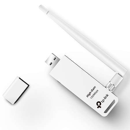 USB2.0 Wi-Fi N LAN Adapter TP-LINK "TL-WN722N", 150Mbps, Detachable Antenna