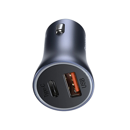 Baseus Car Charger 1*Type-C+1*USB-A 40W 1m, Golden Contactor Pro, Black