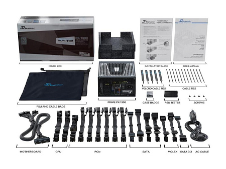 Power Supply ATX 1300W Seasonic Prime 1300 Platinum, 135mm, Full Modular, Fanless until 20 % load Power Supply ATX 1300W Seasonic Prime 1300 Platinum, 135mm, Full Modular, Fanless until 20 % load