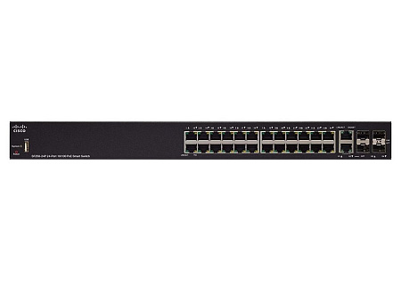 24-port 10/100Mbps PoE Smart Switch  Cisco SF250-24P, 2xSFP, 2xSFP Combo