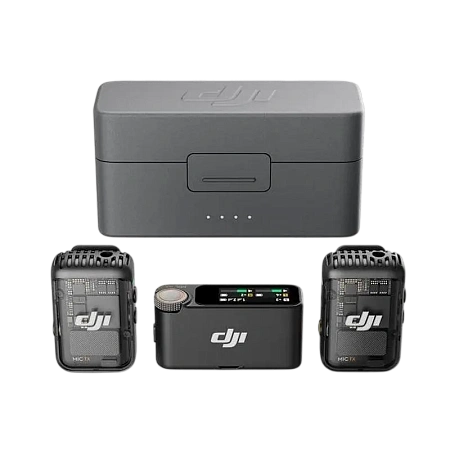 Портативный записывающий микрофон DJI Mic 2 (2 TX + 1 RX + Charging Case), Беспроводной, Черный