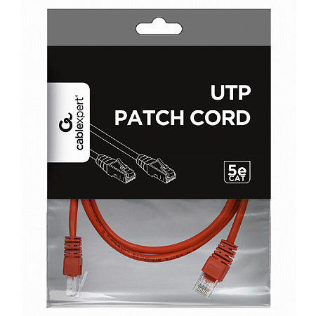  2m, Patch Cord  Red, PP12-2M/R, Cat.5E, Cablexpert, molded strain relief 50u" plugs