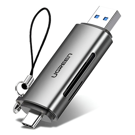 UGREEN Card Reader 2in1 USB-C 3.0 & USB-A 3.0 to TF/SD | CM185, Black