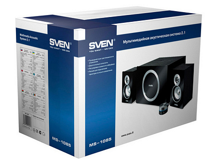 Speakers SVEN "MS-1085" Black / Silver, 46w / 20w + 2x13w / 2.1 Speakers SVEN "MS-1085" Black / Silver, 46w / 20w + 2x13w / 2.1