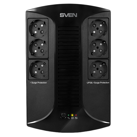 UPS SVEN  UP-L1000E, 1000VA/510W, Line Interactive, AVR, LED, 6 x Shuko sockets