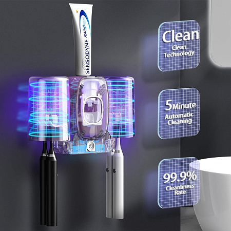Wekity Smart Toothbrush Holder with Automatic Dispenser, White