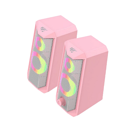 Gaming Speakers Havit SK202, 2x2.5" drivers, 2x3W RMS, 4Ohm, 3.5mm+USB, RGB, Pink 
