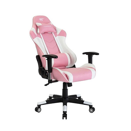 Gaming Chair Havit GC932, Headrest & Lumbar cushion, 2D Armrest, 166 degrees, Pink/White
