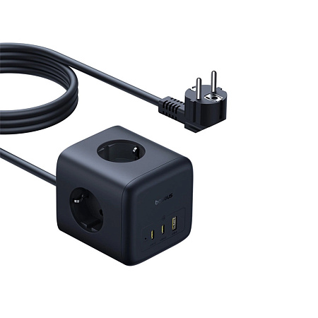 Baseus Power Strip Cube 67W 3AC+1*USB-A+1*Type-C 1,5M, EnerFill FA11, Cosmic Black