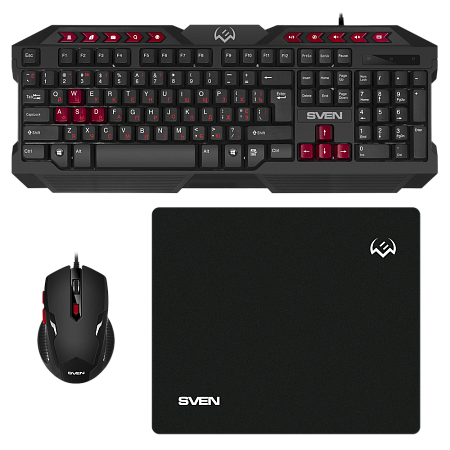 Gaming Keyboard & Mouse & Mouse Pad SVEN GS-9200, Multimedia, Spill resistant, WinLock Black, USB