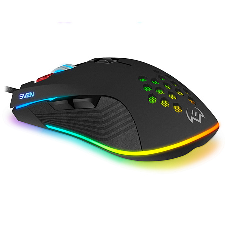 Gaming Mouse SVEN RX-G850, 500-6400 dpi, 8 buttons, 166g., Ambidextrous, Programmable, Built-in memo