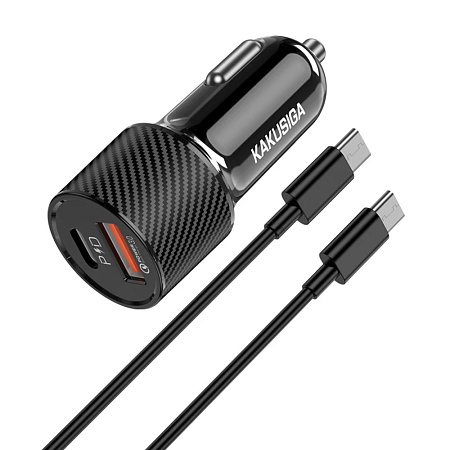 Ksiga Car Charger with Cable Type-C toType-C 38W KSC-678 Ruilian, Black