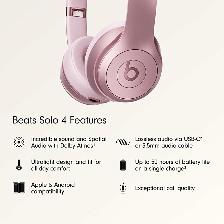 Beats Solo 4 Wireless On-Ear Headphones Metalic Pink