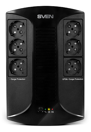 UPS SVEN  UP-L1000E, 1000VA/510W, Line Interactive, AVR, LED, 6 x Shuko sockets