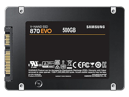 2.5" SATA SSD  500GB Samsung 870 EVO "MZ-77E500B" [R/W:560/530MB/s, 98K IOPS, MGX, V-NAND 3bit MLC]
