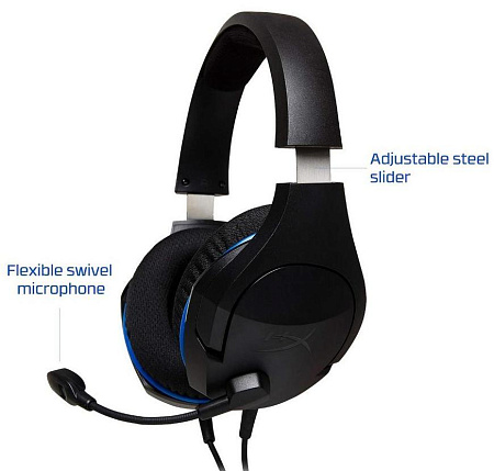Игровая Гарнитура HyperX Cloud Stinger PS4, Проводной аналоговый, Черный/Синий