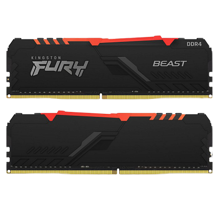 32GB DDR4-3600MHz  Kingston FURY Beast RGB (Kit of 2x16GB) (KF436C18BBAK2/32), CL18-22-22, 1.35V,Blk